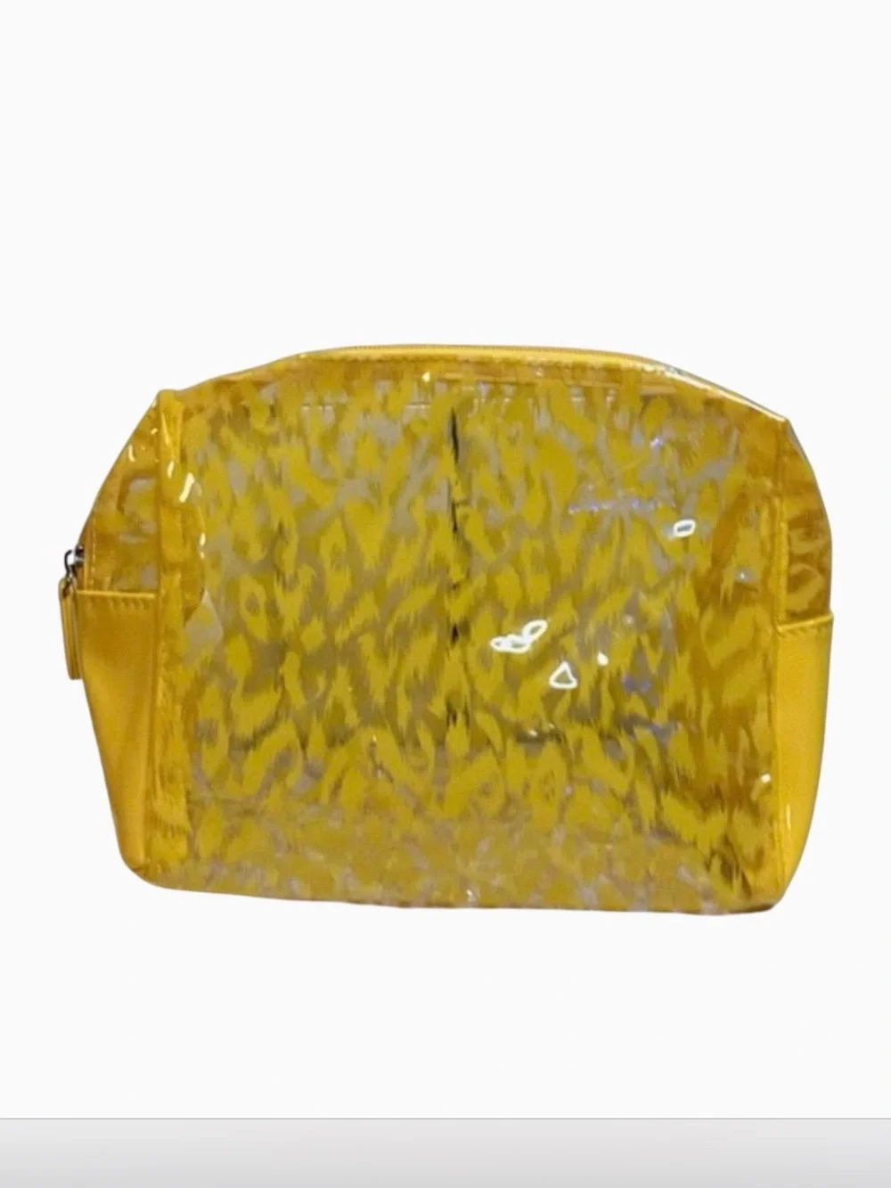 Y2K Yellow Cheetah Print Transparent Makeup Bag Cosmetic Clear case